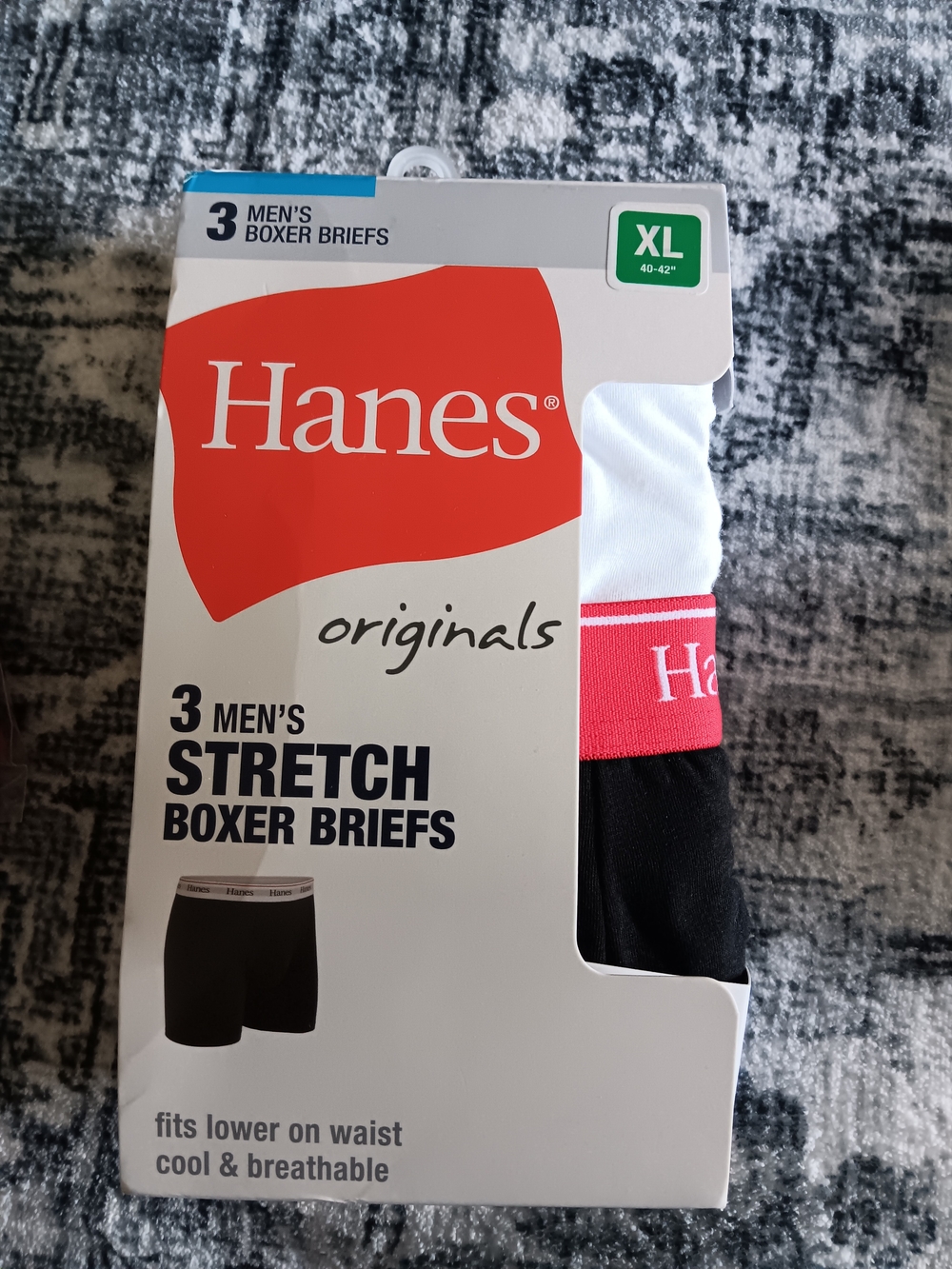 Hanes Men's Boxer Briefs Pack - White, Black with Red Waistband - XL